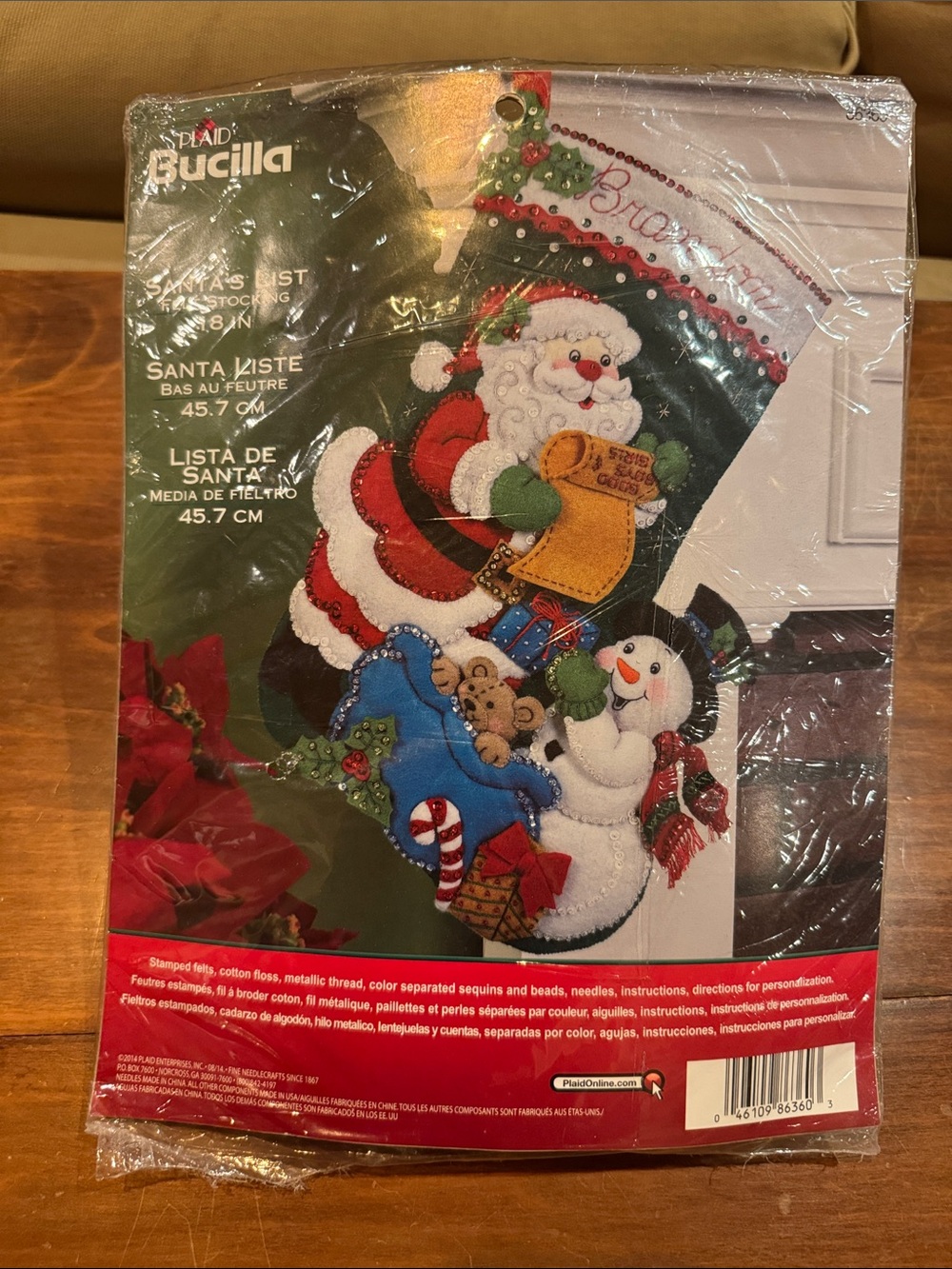 NIP Bucilla Santa’s List 18” Felt Christmas Stocking Snowman Complete Sealed